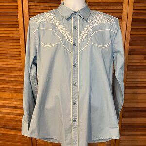 COOFANDY SIZE MEDIUM LONG SLEEVE EMBROIDERED WESTERN SHIRT